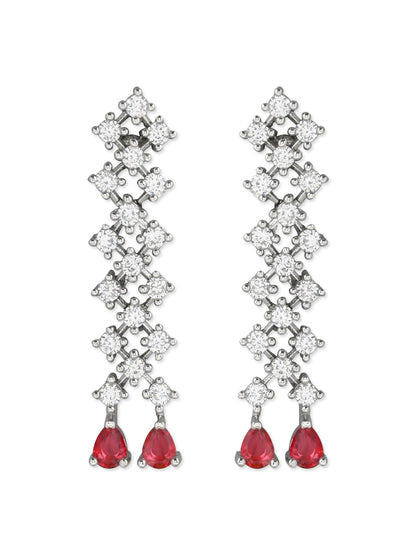 Women's Valentine'S Special Silver Plated Glittering Crystal Pink Ad Stone Dangle & Drop Earrings (E3065Zq)