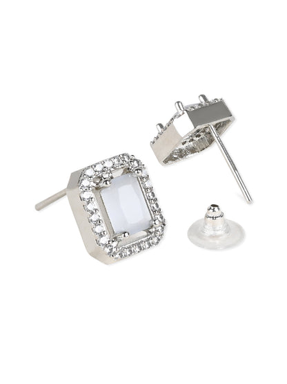 Women's Valentine'S Special 18K Silver Plated Grey Cz & American Diamond Beautiful Studs Earrings (E3066Zgr)