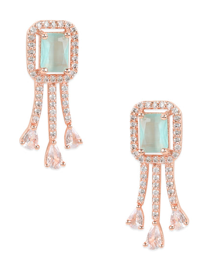 Women's Valentine'S Special 18K Rose Gold Plated Mint Cz & American Diamond Beautiful Studs Earrings (E3067Min)