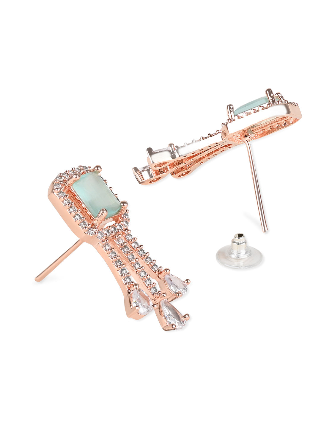 Women's Valentine'S Special 18K Rose Gold Plated Mint Cz & American Diamond Beautiful Studs Earrings (E3067Min)