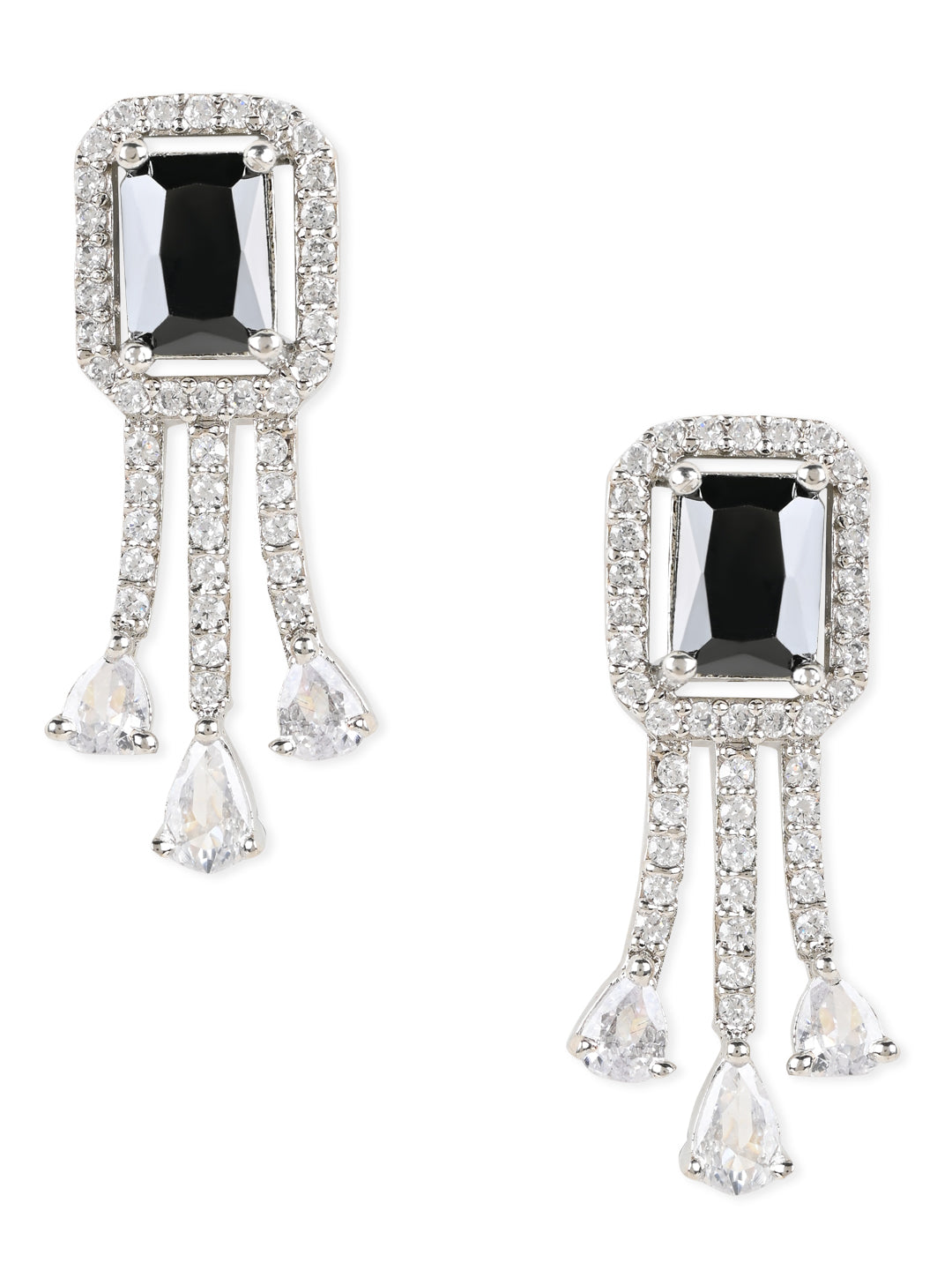 Women's Valentine'S Special 18K Rose Gold Plated Black Cz & American Diamond Beautiful Studs Earrings (E3067Zb)