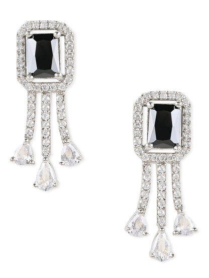 Women's Valentine'S Special 18K Rose Gold Plated Black Cz & American Diamond Beautiful Studs Earrings (E3067Zb)