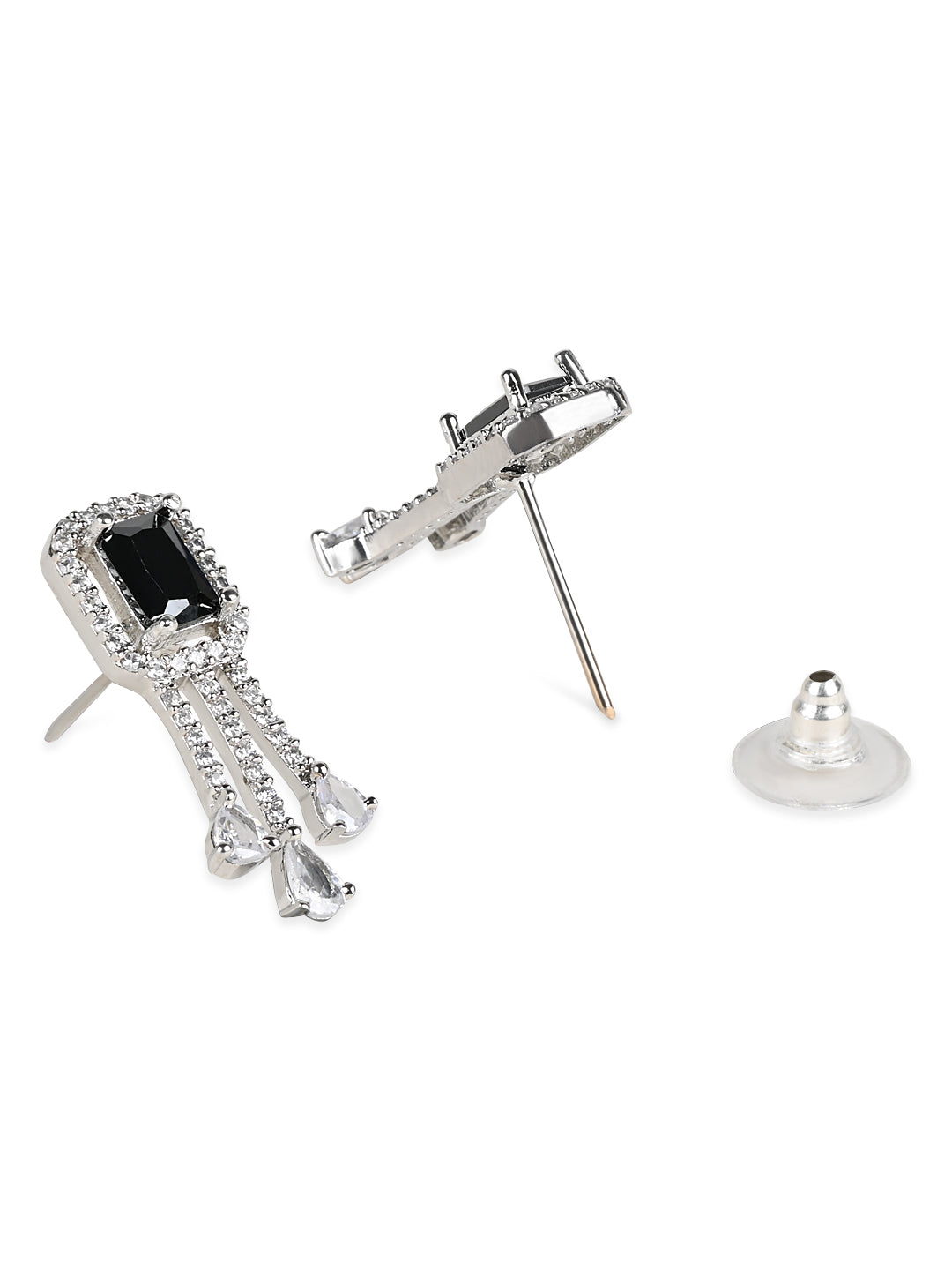 Women's Valentine'S Special 18K Rose Gold Plated Black Cz & American Diamond Beautiful Studs Earrings (E3067Zb)