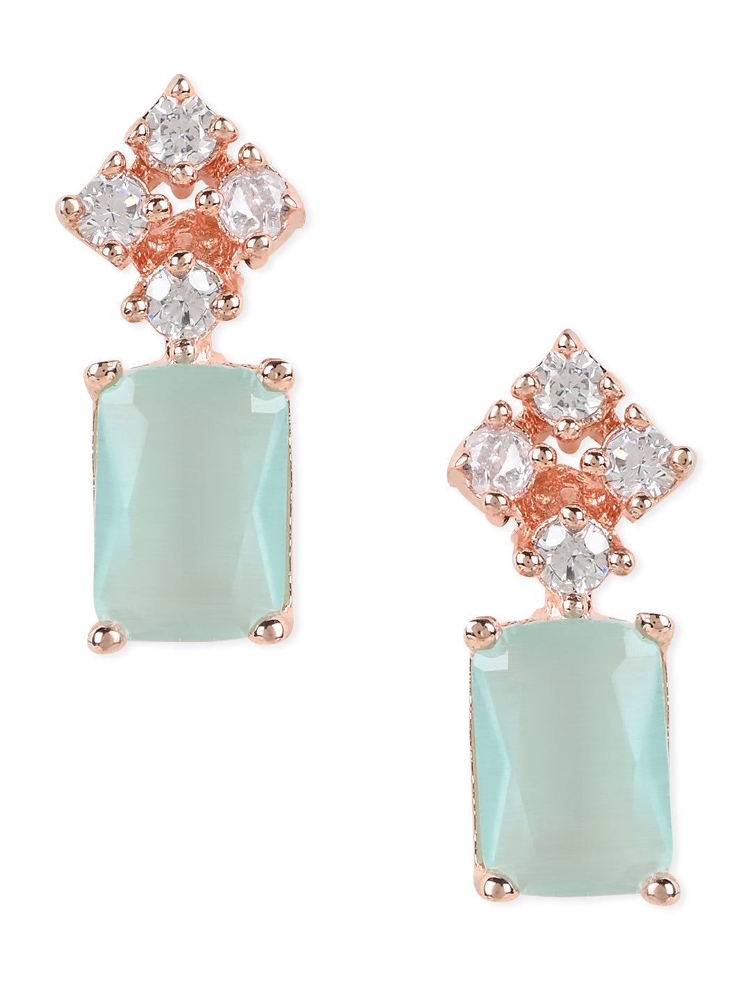 Women's Valentine'S Special 18K Rose Gold Plated Mint Cz & American Diamond Beautiful Studs Earrings (E3069Min)