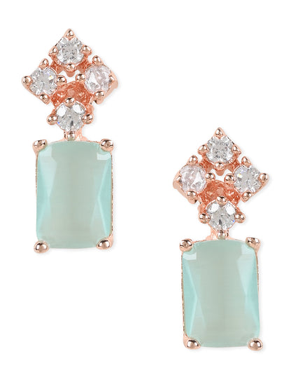 Women's Valentine'S Special 18K Rose Gold Plated Mint Cz & American Diamond Beautiful Studs Earrings (E3069Min)