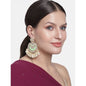 Women's 18K Gold Plated Intricately Designed Traditional Meenakari Chandbali Earrings Glided With Kundans & Pearls (E306Min)