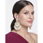 Women's 18K Gold Plated Intricately Designed Traditional Meenakari Chandbali Earrings Glided With Kundans & Pearls (E306W)