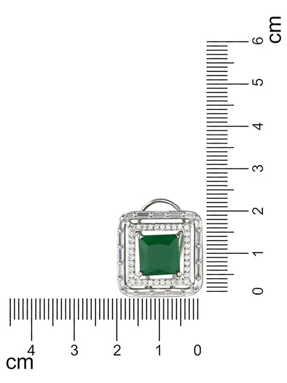 Women's Silver Plated Glittering Crystal Ad Stone Studs Earrings (E3071Zg)