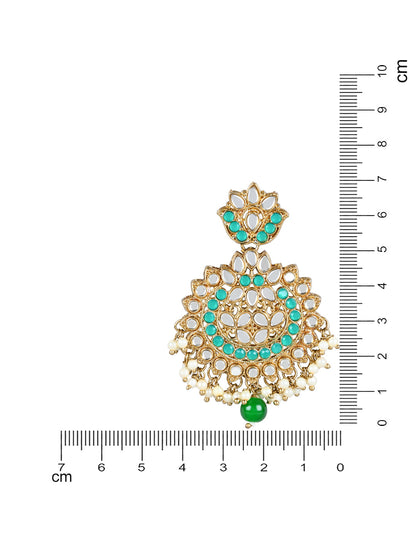 Women's 18K Gold Plated Traditional Kundan & Stone Studded Chandbali Earrings (E3078G)