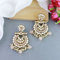 Women's 18K Gold Plated Traditional Kundan & Stone Studded Chandbali Earrings (E3080Pe)
