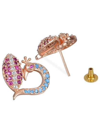 Women's Silver Plated Glittering Crystal Ad Stone Studs Earrings (E3071Zg)
