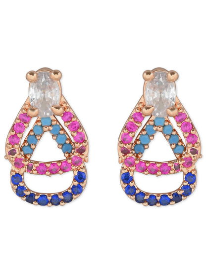 Women's Silver Plated Glittering Crystal Ad Stone Studs Earrings (E3071Zg)
