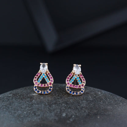 Women's Silver Plated Glittering Crystal Ad Stone Studs Earrings (E3071Zg)