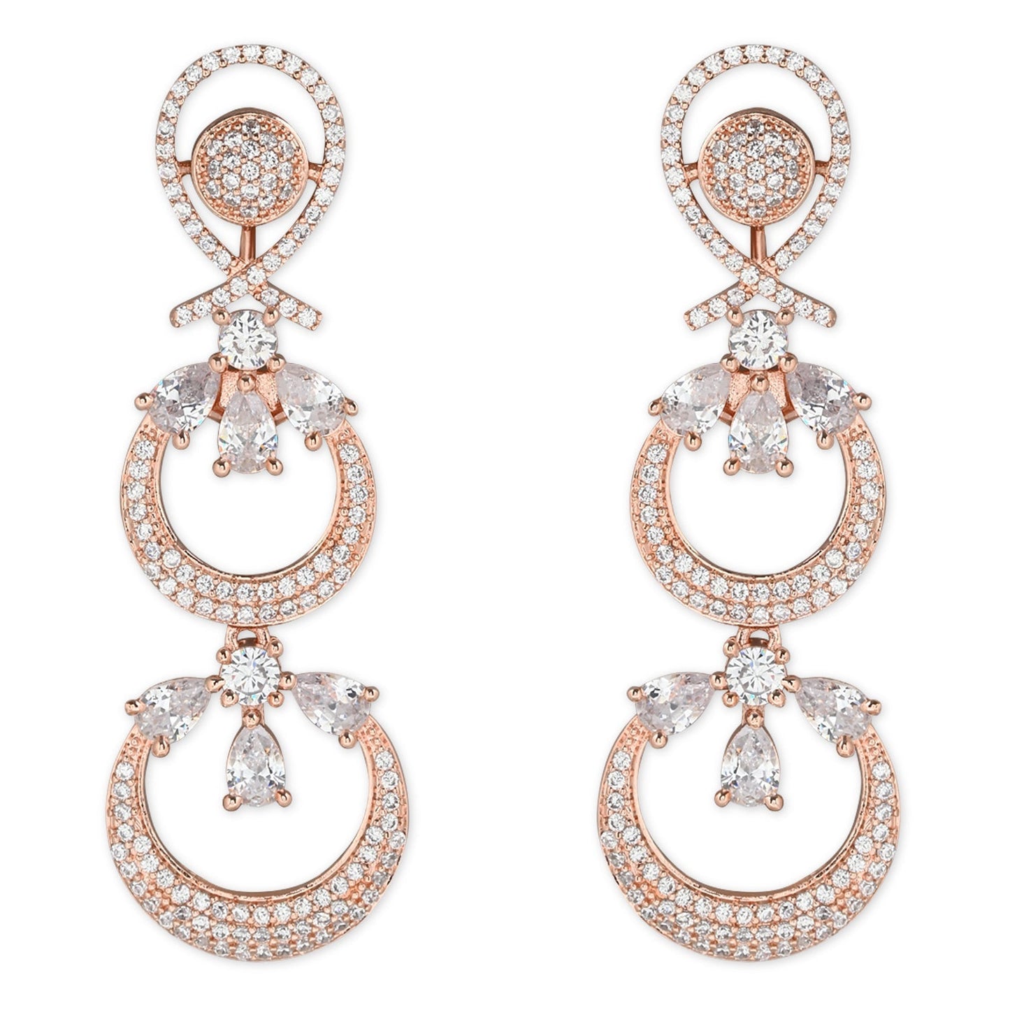 Women's Silver Plated Glittering Crystal Ad Stone Studs Earrings (E3071Zg)