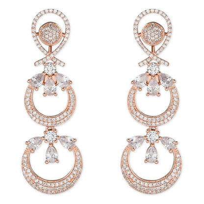 Women's Silver Plated Glittering Crystal Ad Stone Studs Earrings (E3071Zg)