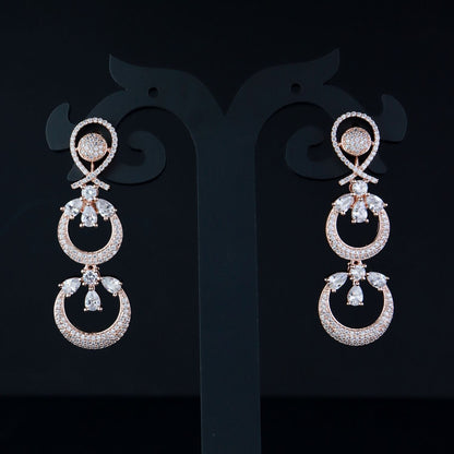 Women's Silver Plated Glittering Crystal Ad Stone Studs Earrings (E3071Zg)