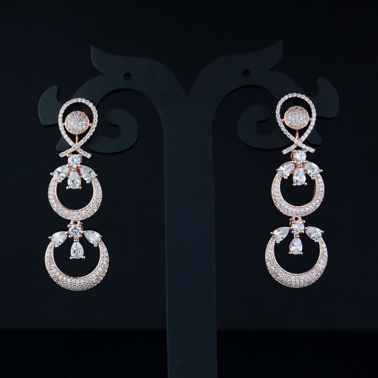Women's Silver Plated Glittering Crystal Ad Stone Studs Earrings (E3071Zg)