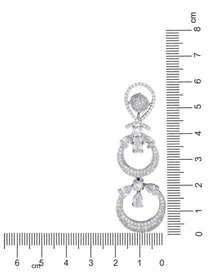 Women's Silver Plated Glittering Crystal Ad Stone Studs Earrings (E3071Zg)