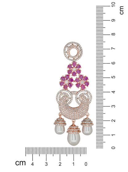 Women's Rosegold Plated Glittering Crystal Ad Stone Studs Earrings (E3071Zg)