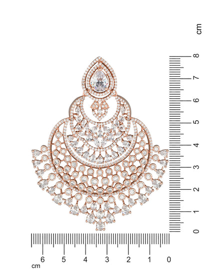 Women's Rosegold Plated Glittering Crystal Ad Stone Studs Earrings (E3071Zg)