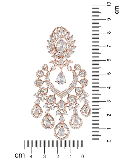 Women's Rosegold Plated Glittering Crystal Ad Stone Studs Earrings (E3071Zg)