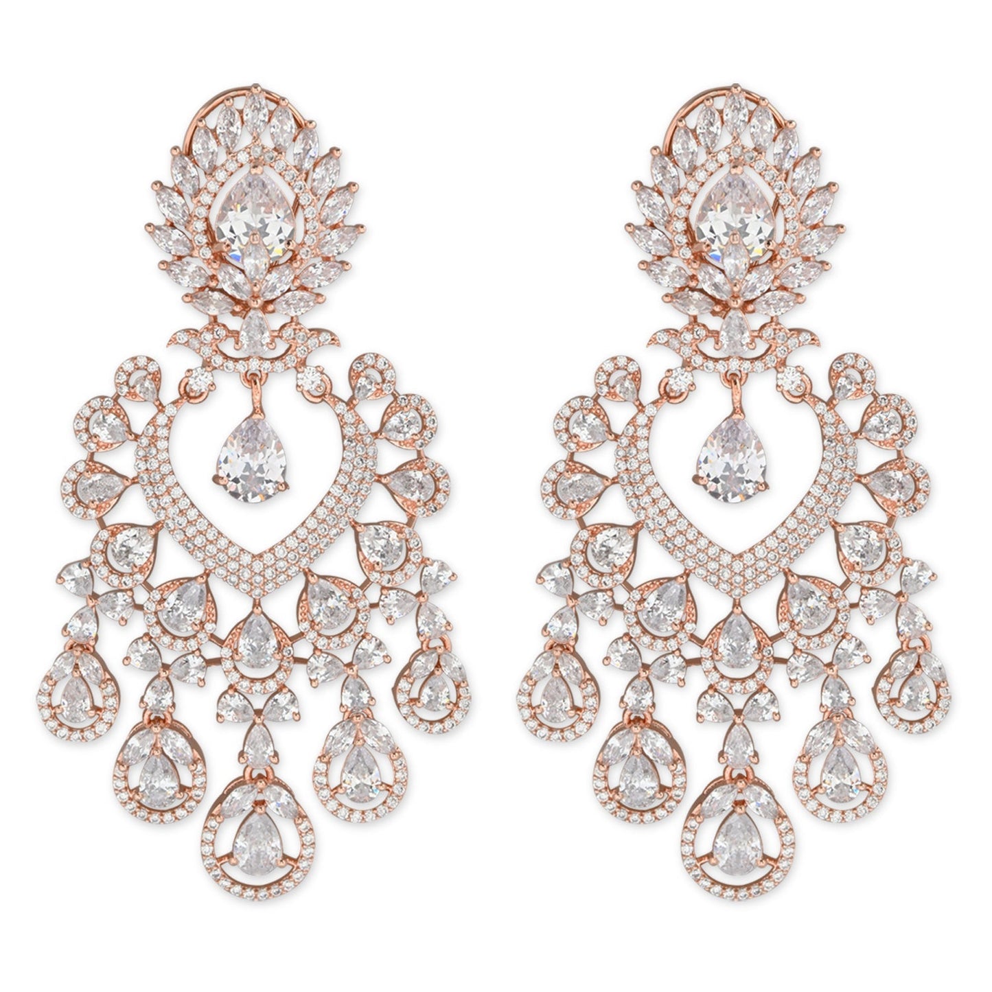 Women's Rosegold Plated Glittering Crystal Ad Stone Studs Earrings (E3071Zg)