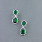 Women's 18K Silver Plated Green Cz & American Diamond Stone Studded Beautiful Earrings