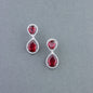 Women's 18K Silver Plated Red Cz & American Diamond Stone Studded Beautiful Earrings