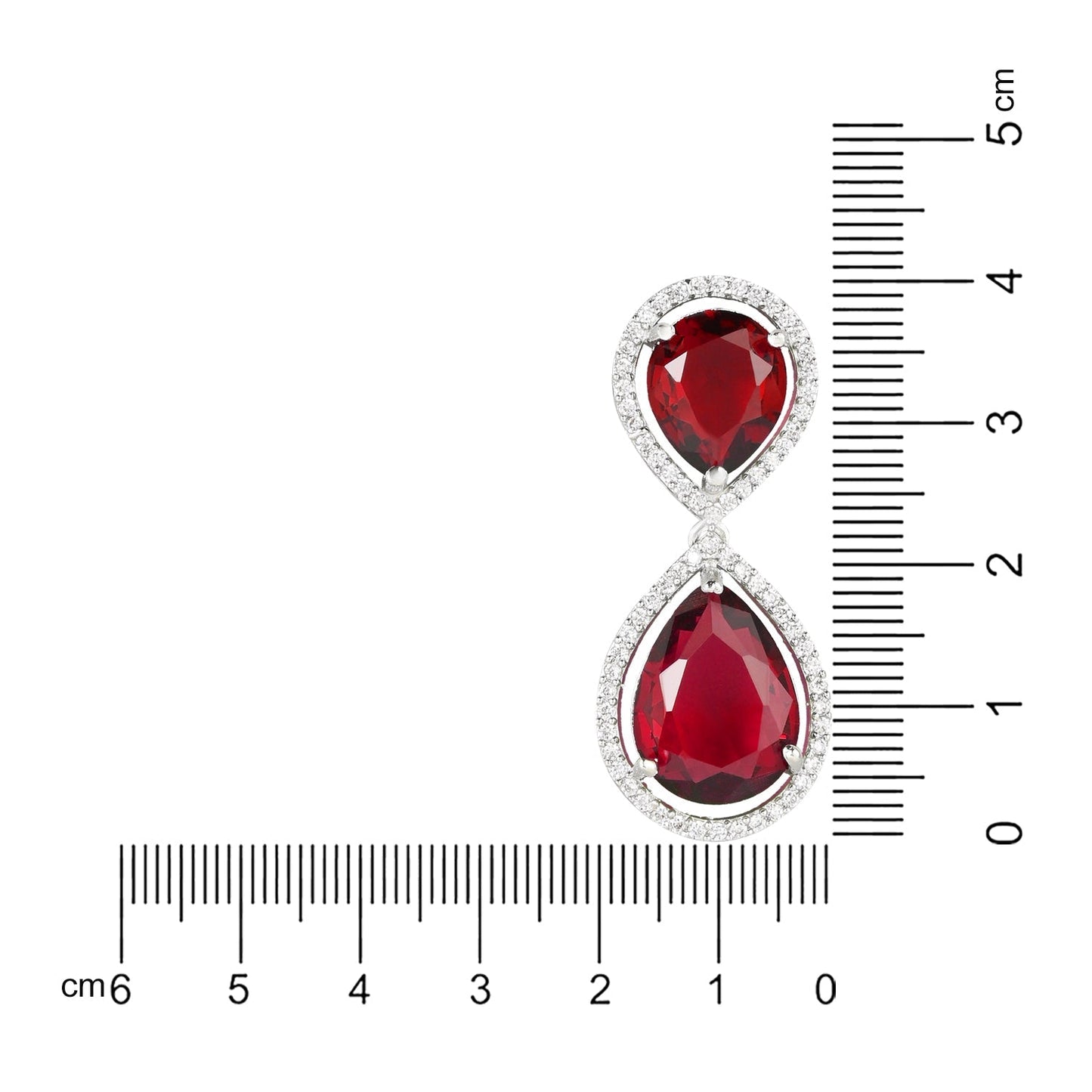 Women's 18K Silver Plated Red Cz & American Diamond Stone Studded Beautiful Earrings