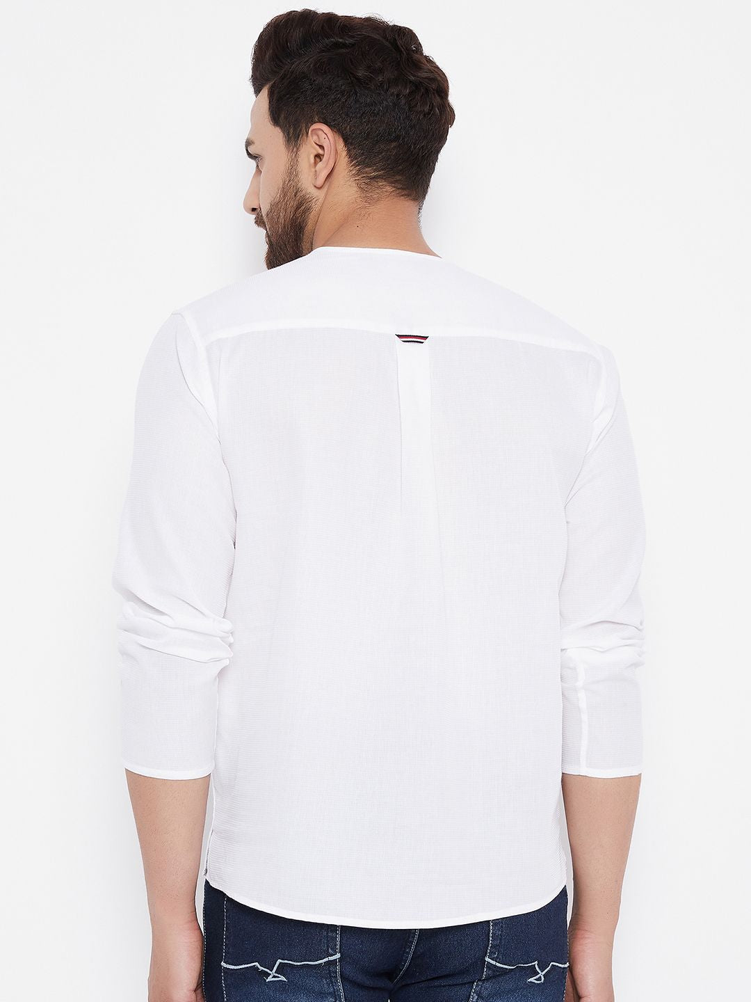 Men's Solid Cotton White  Kurta