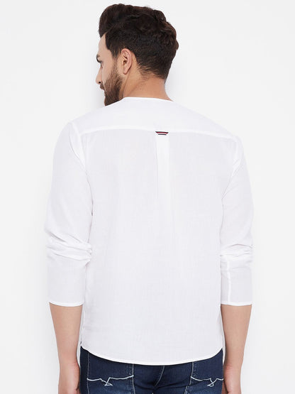 Men's Solid Cotton White  Kurta