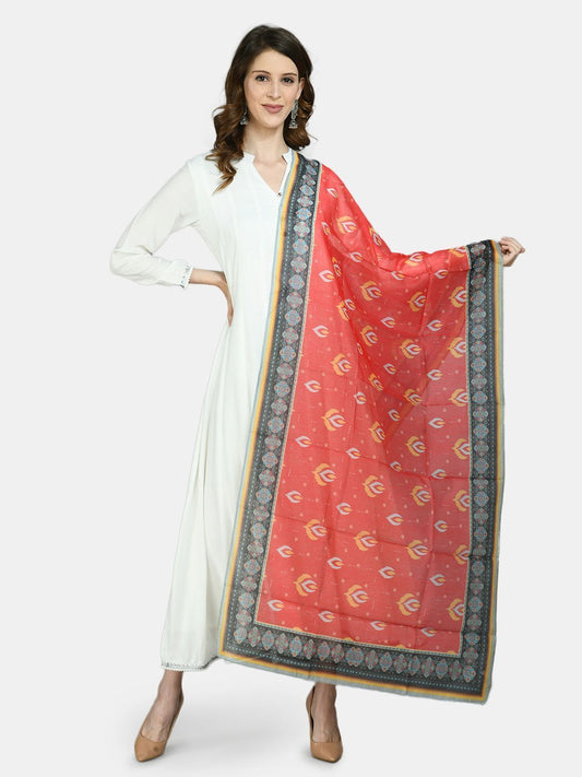 Women's White Viscose Solid Full Sleeve V Neck Casual Anarkali Kurta Dupatta Set