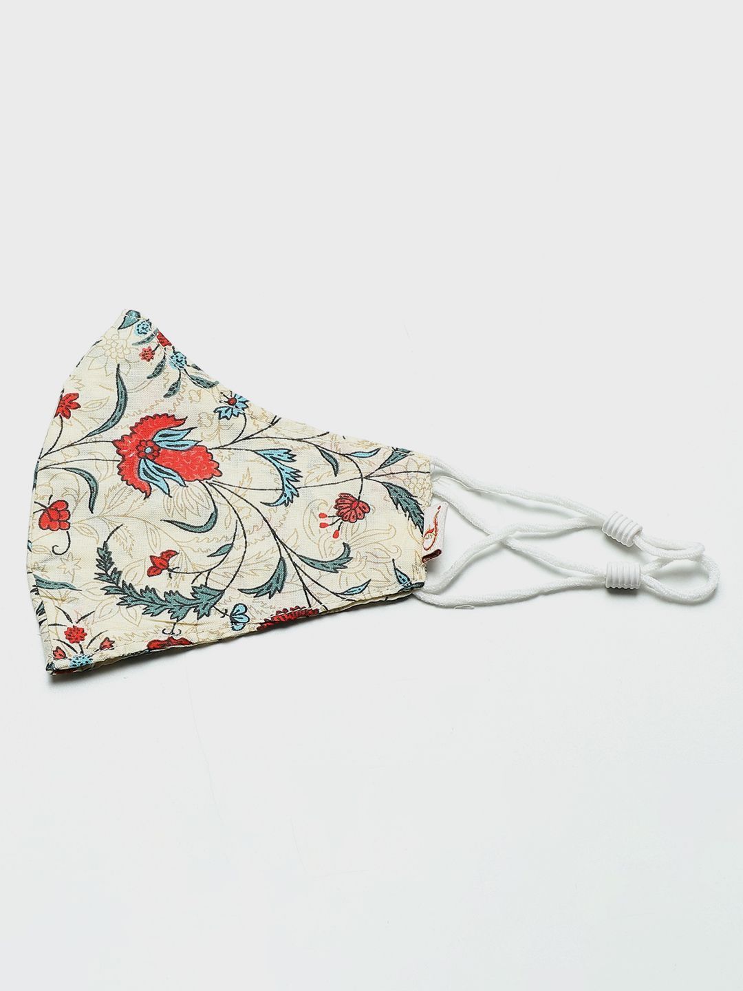 Women's Floral Printed Panelled Kurta With Mask