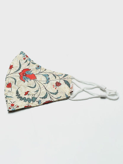 Women's Floral Printed Panelled Kurta With Mask