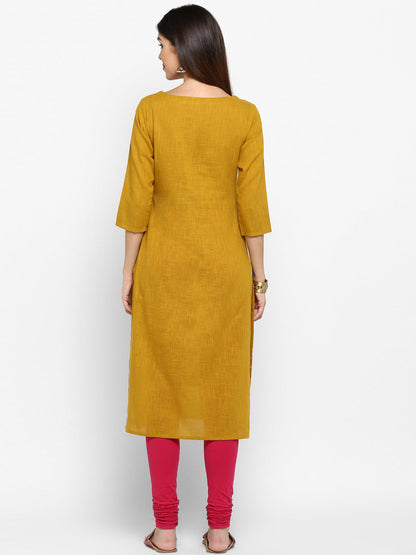 Women's Mustard Yellow Cotton Kurta By Vbu