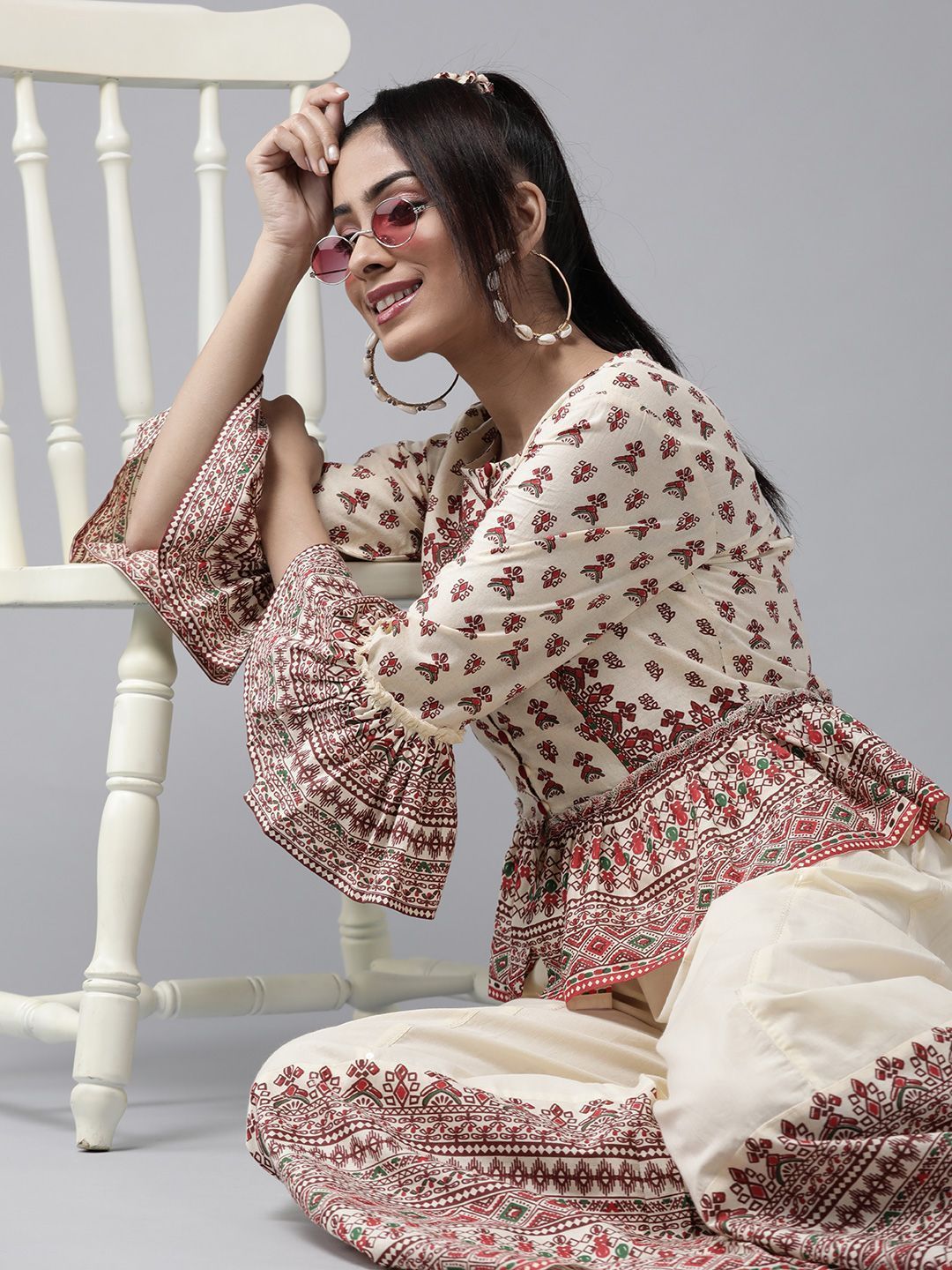 Women's Floral Printed Crop-Top Palazzo Set