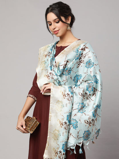 Women's Black And Beige Printed Dupatta Combo, Pack Of Two
