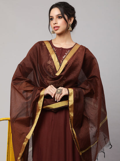 Women's Dupatta combo, Pack Of Three Brown, Beige, & Blue