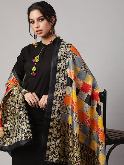 Women's Multi Printed and Solid Beige with Blue Dupatta Combo, Pack Of Three
