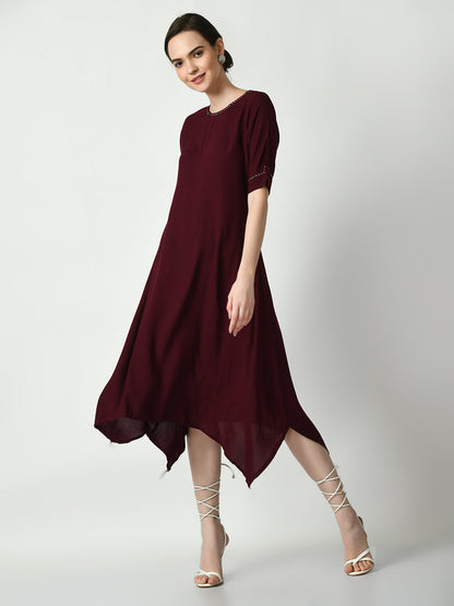 Women's Coffee Brown A-Line Solid Kurta