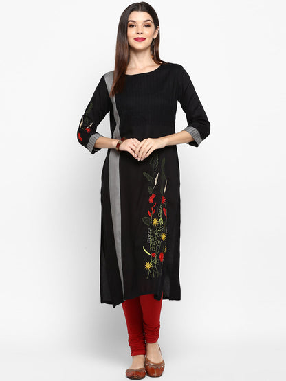 Women's Black Rayon Kurta By Vbu