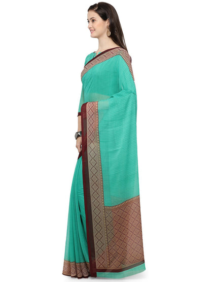 Women's Green Chiffon Printed Saree