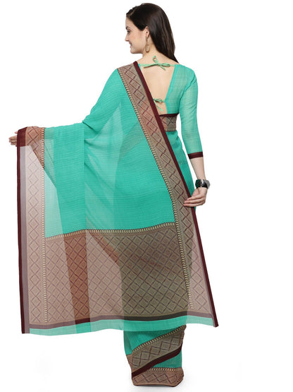 Women's Green Chiffon Printed Saree