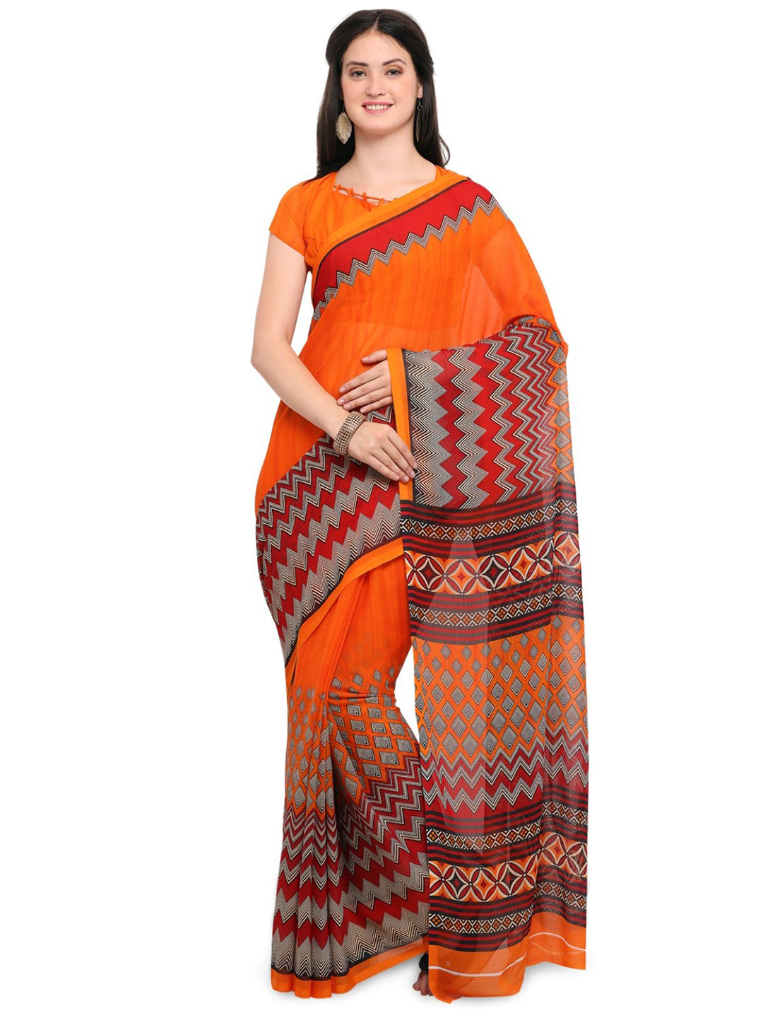Women's Multicolor Chiffon Printed Saree