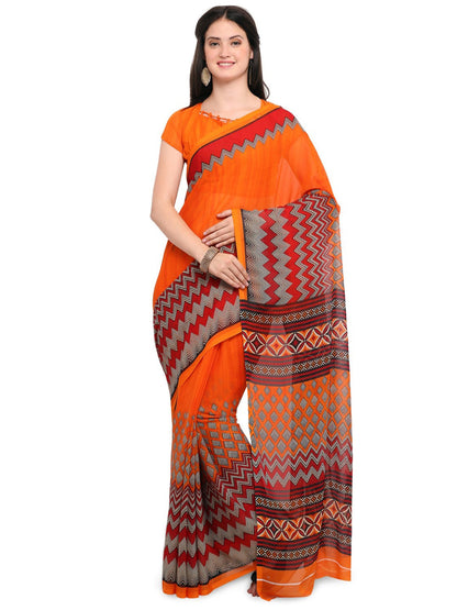 Women's Multicolor Chiffon Printed Saree