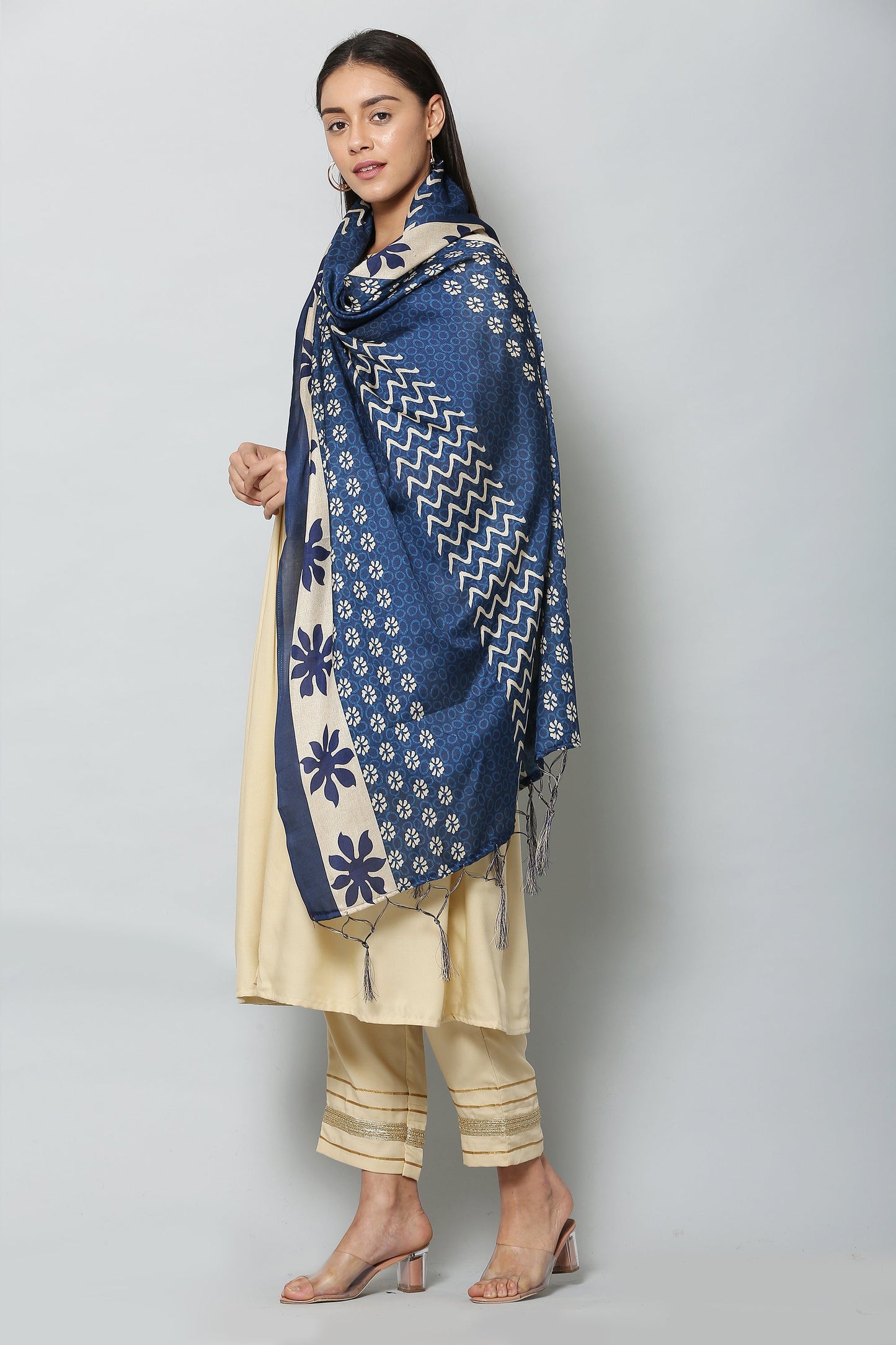 Women's Blue Color Art Silk Digital Printed Dupatta