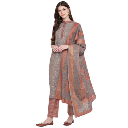 Women's Grey Kurta & Palazzo With Dupatta By Vbuyz- (3