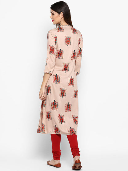 Women's Peach Rayon Kurta By Vbu