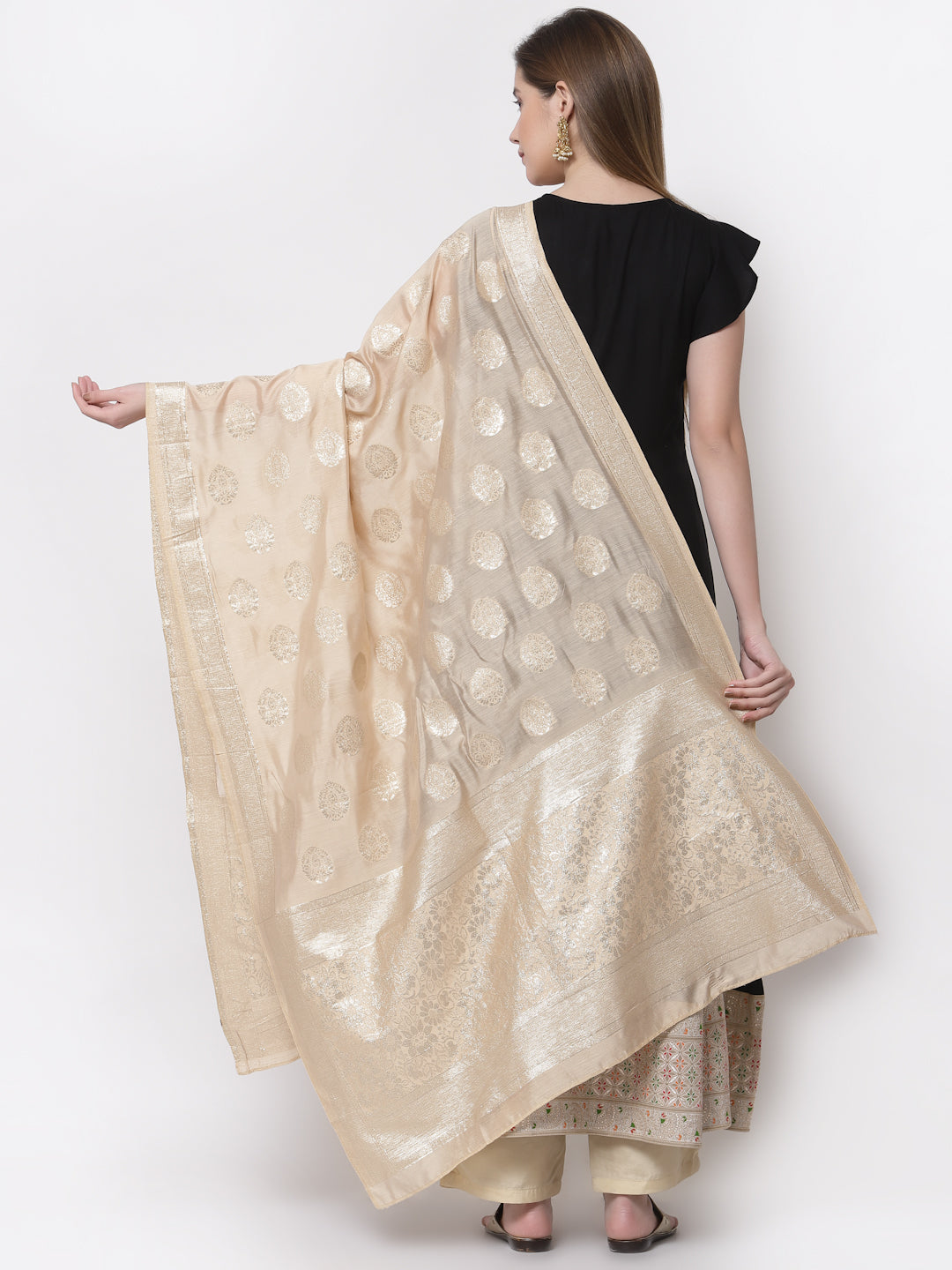 Women's Stylish Rayon V Neck Half Sleeve Embroidered Anarkali Kurta with Dupatta