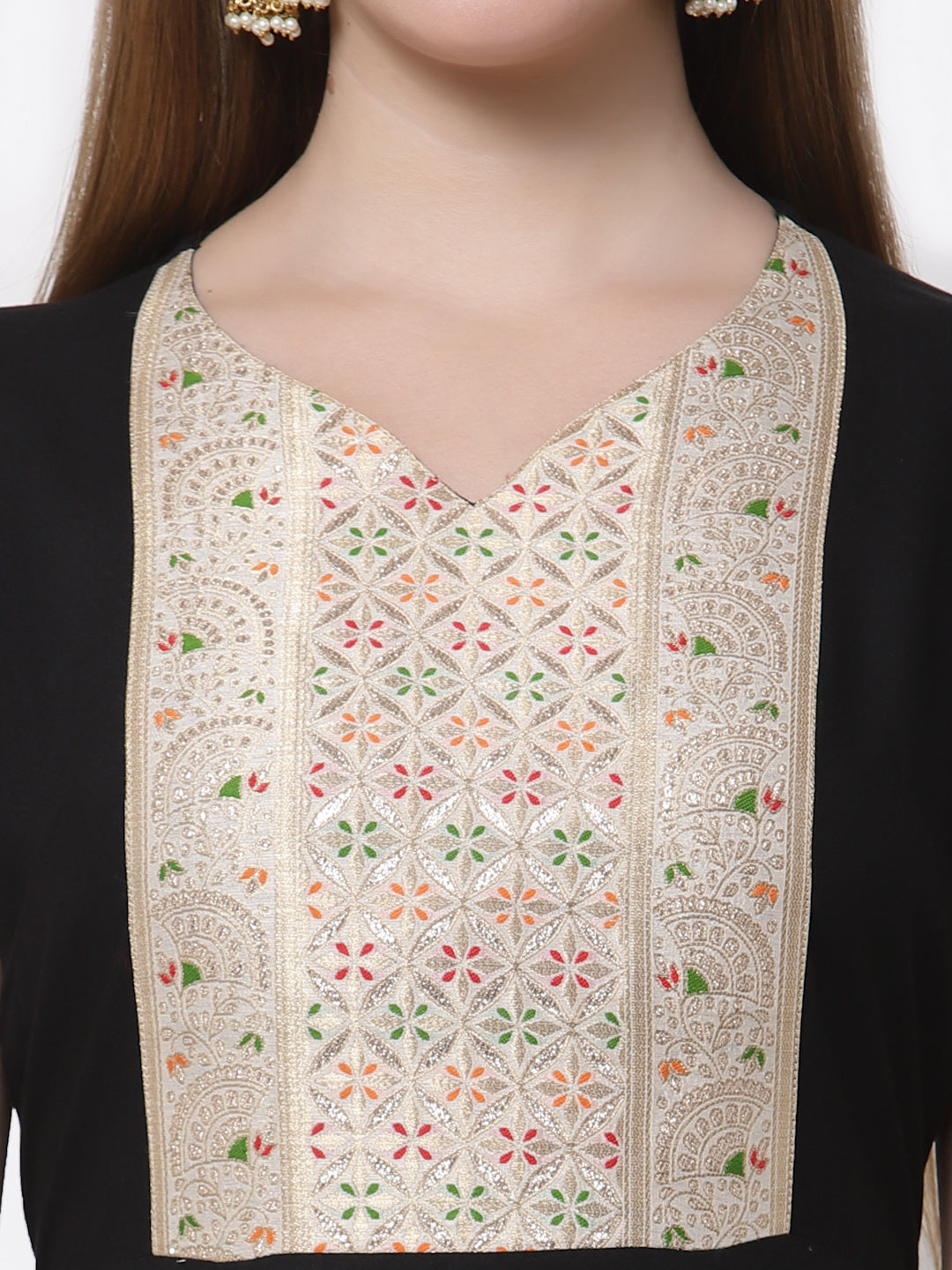 Women's Stylish Rayon V Neck Half Sleeve Embroidered Anarkali Kurta with Dupatta